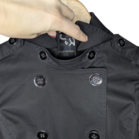 Banana Republic Petite XS Black Classic Trench Coat Belted Tailored - Picture 8 of 14